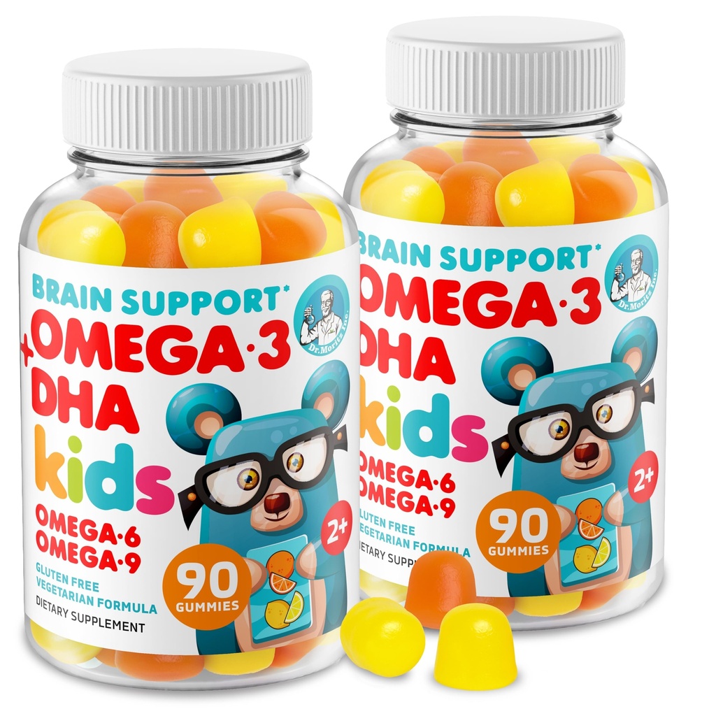DR. MORITZ Omega 3 Kids Gummies (180 Count), Vegan Omega3 Gummies lastele ilma kalaõli, vitamiinid aju ja südame tervise, Gluteenivaba Omega 3 6 9