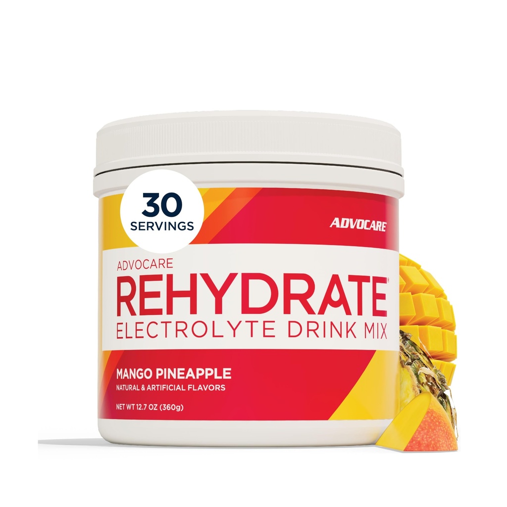AdvoCare Rehüdraat - Elektrolüütide Joogi Segu - Sisaldab Magneesiumi, Naatriumi, Kaaliumi Ja Kaltsiumi - Antioksüdandid Ja Aminohappega rikastatud - Toetab Hüdreerimist Ja Taastamist - Mango Ananass, 12,7 oz