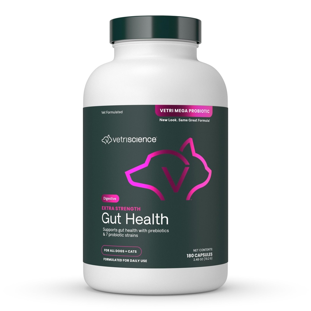 VetriScience Extra Strength Gut Health Probiootikum & Prebiootilised Seedetrakti Toidulisandid Koertele Ja Kassidele, Gaasi Ja Kõhulahtisus & Immuunsüsteemi Tugi, Lihtne Avatud Kapslid, 180 Loeng - Uus Vaata