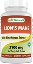 Parim Naturals Lions Mane Seenelisa 2100mg - 120 kapslit - toetab vaimset selgust, fookust ja immuunsust Tervis - Lisatud must pipar maksimaalse imendumise jaoks