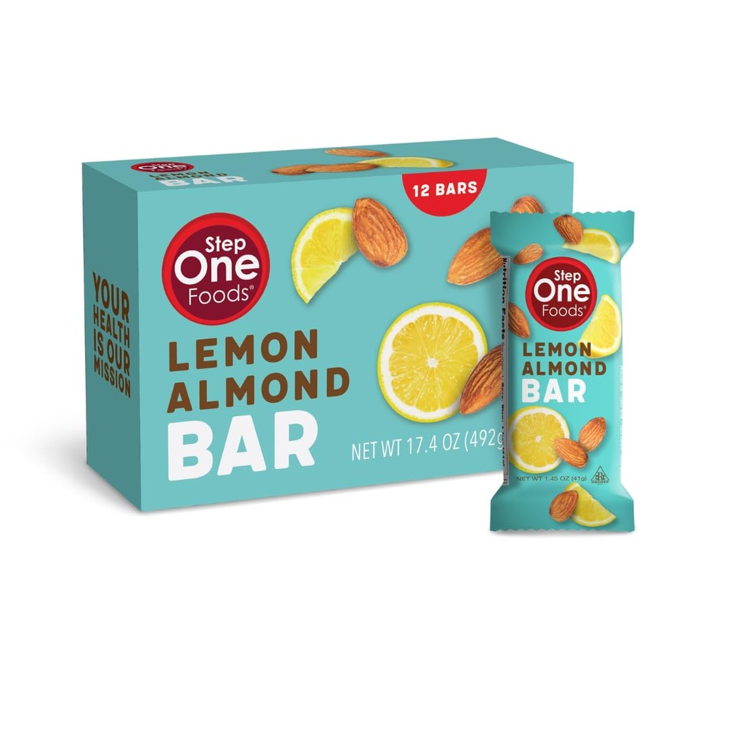 Step One Foods Sidrun Mandlid Bar, Heart Healthy Snack Plant Sterols, Omega 3 on kõrge kiudaine Snack Gluten & piimatoodete vaba, Vegan, Zero Naatrium, Granola Bars (12 Pack)
