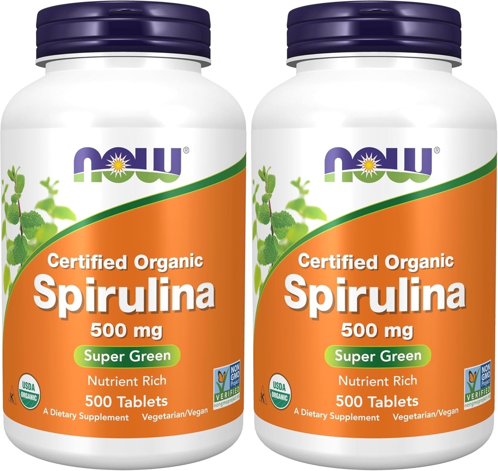 NOW toidulisandid, orgaaniline Spirulina 500 mg koos vitamiinide, mineraalide ja GLA-ga (gamma-linoleenhape), 500 tabletti (2. pakend)