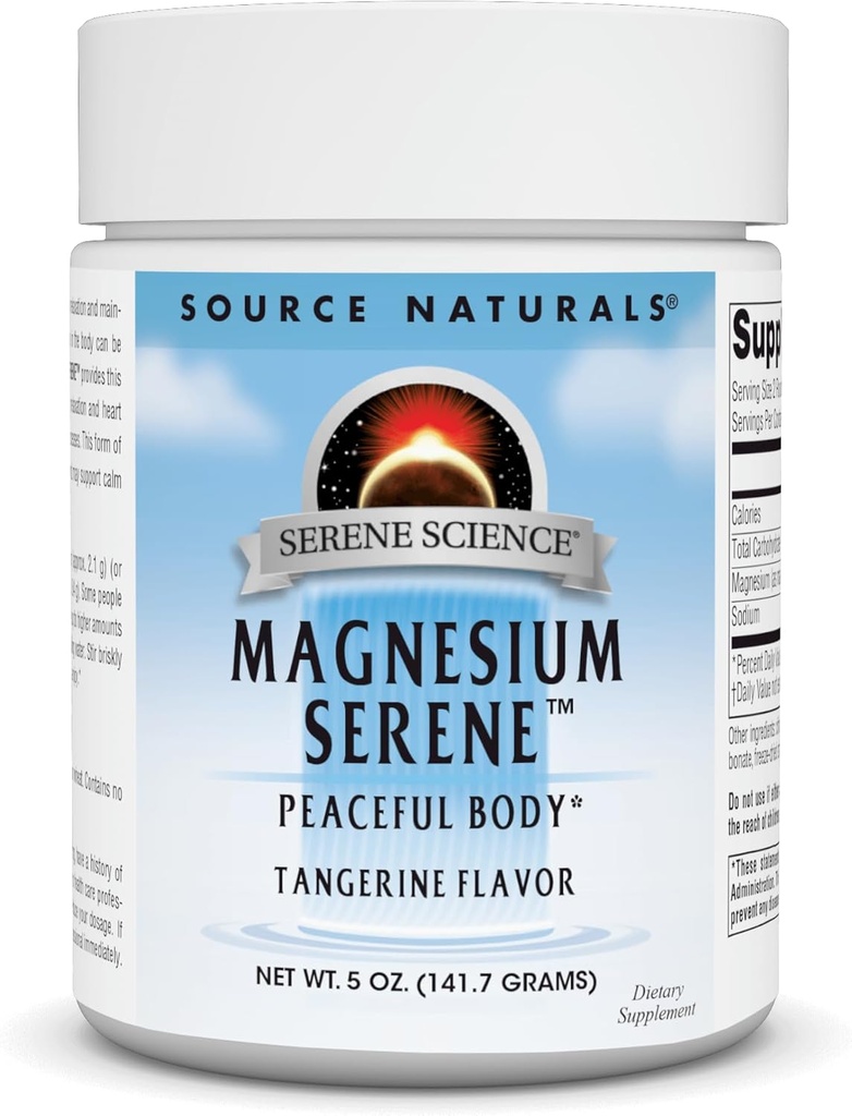 Allikas Naturals Serene Science Magneesium Serene, Rahulik keha *, Tangerine Maitsestatud - 5 Ounce Powder