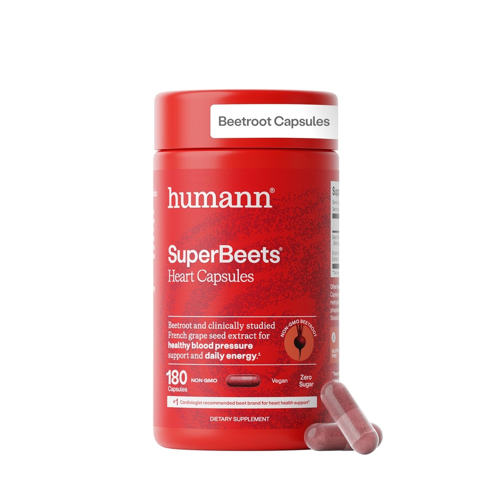 HumanN SuperBeets Beet Juurkapslid Kiire vabastada 1000mg, aitab toetada lämmastikoksiidi tootmist, vererõhku, südame tervist, sisaldab mitte-GMO peedipulbrit, uuritud antioksüdante 180 Count