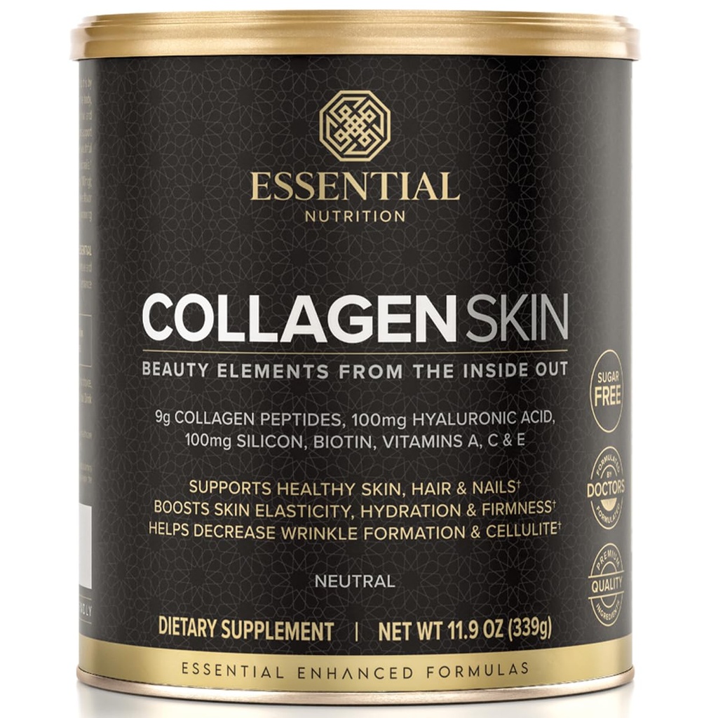 Essentsiaalse toitumise kollageeni nahk - hüdrolüüsitud kollageenpeptiidid, hüaluroonhappega, räni ja biotiin - juuksed, nahk ja küüned - neutraalne - 11,9 oz (30 serveerimist)