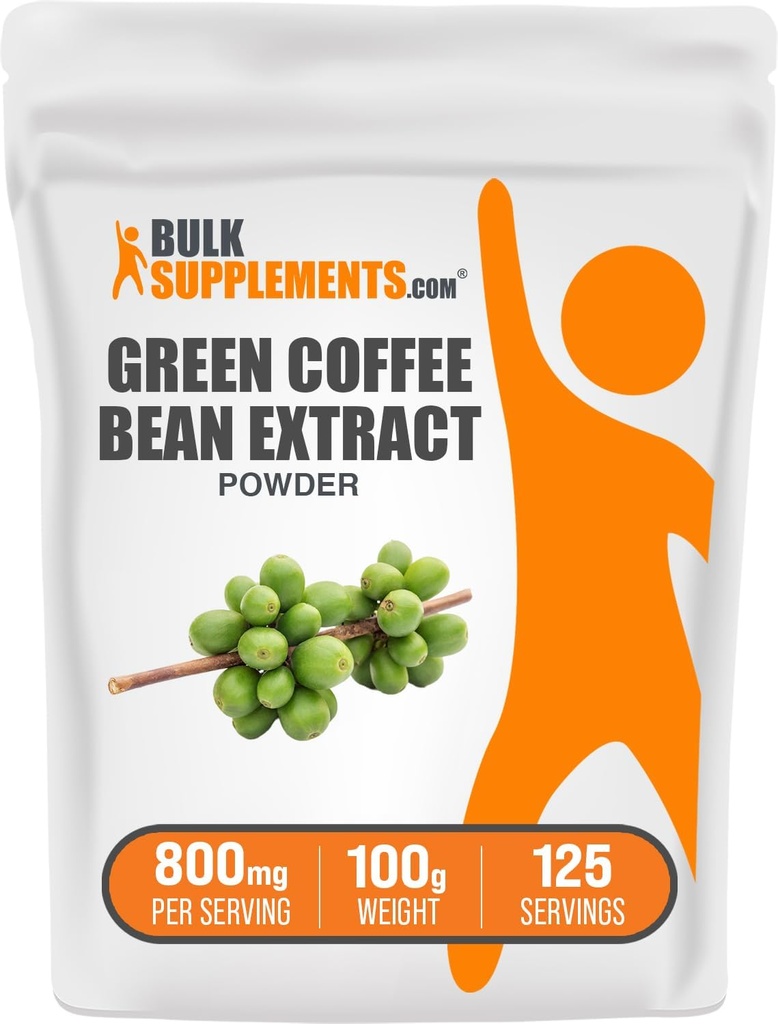 BulkSupplements Green Coffee Bean Extract Powder - Green Coffee Bean Supplements - Energy Support, Gluten Free, 800mg per Serving, 100g (3.5 oz) (Pack of 1)