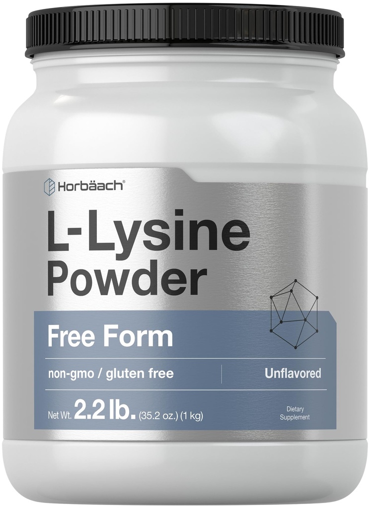Horbäach L-Lysine pulber | 2,2 naela | Maitsestamata vaba vormi lisand | Taimetoitlane, mitte-GMO, gluteenivaba valem