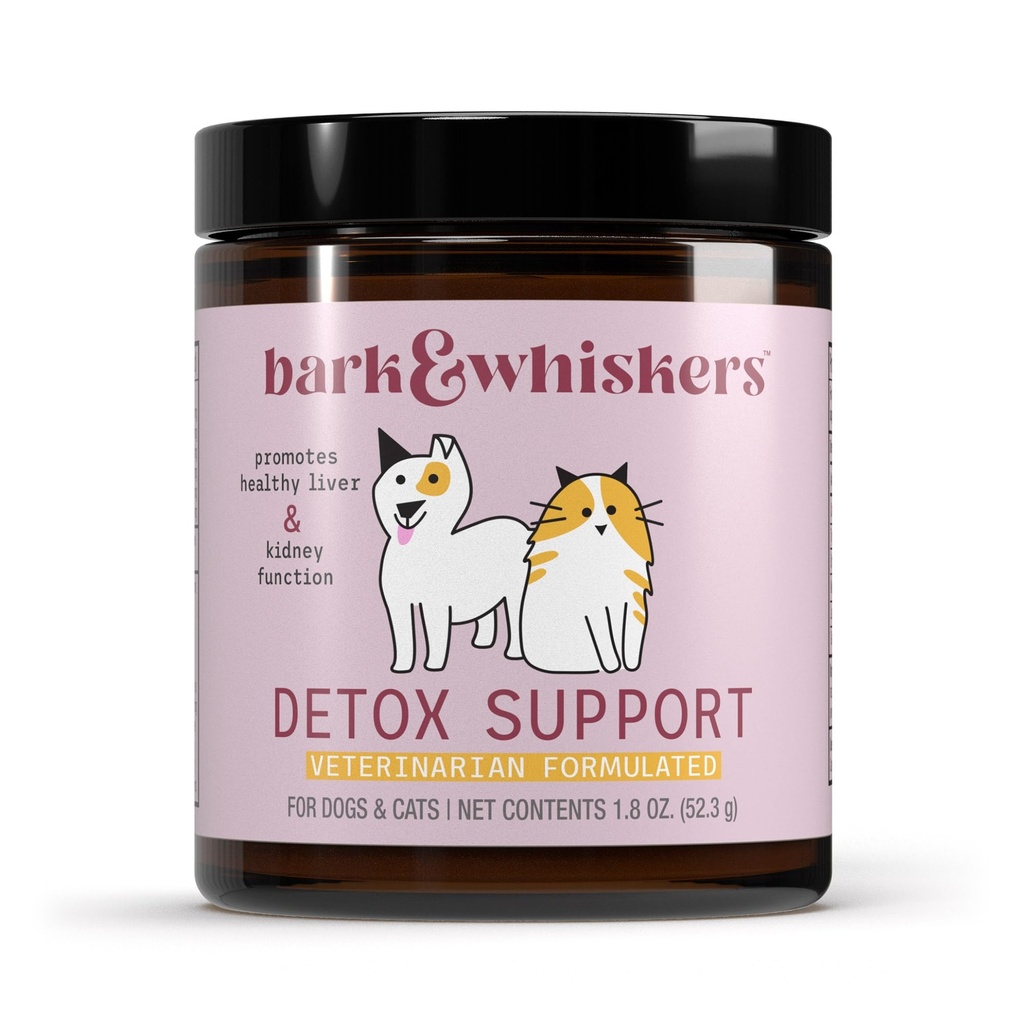 Bark & Whiskers Detoxi tugi - aitab toetada tervislikku maksa ja neeru funktsiooni - taimse segu orgaanilise piimaohaka ja rohelise tee - 1,8 oz