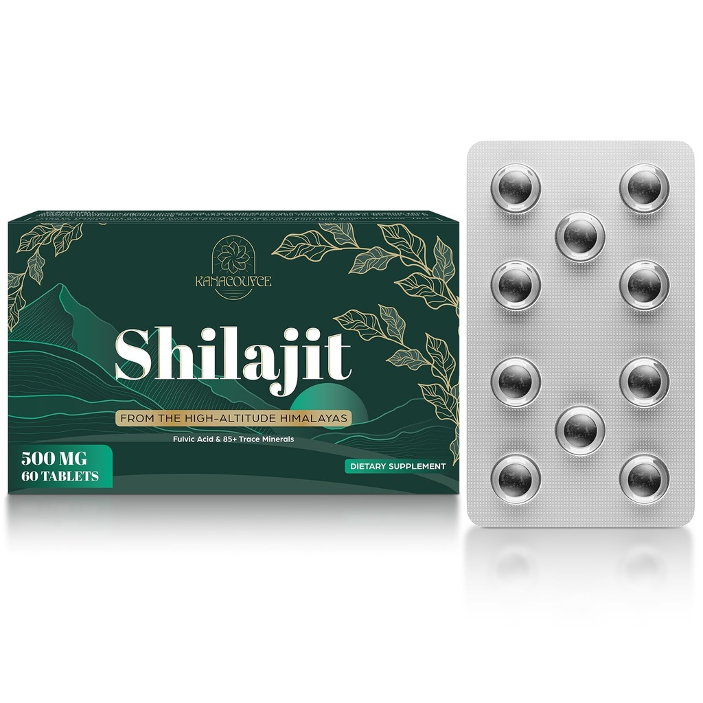 30 000 MG Shilajit Tablets, Shilajit Himalayan Organic, Fulvic Acid & 85+ Trace Minerals, tõhusam kui Shilajit vaik ja kapslid, Shilajit meestele ja naistele, Lab Test. 60 Count.