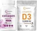 Mikrokoostisosad Multikollageeni tabletid ja vitamiin D3 5000 RÜ Komplekspakend | Rohuga toidetud kollageenpeptiidid | D-vitamiin kolekaltsiferoolina