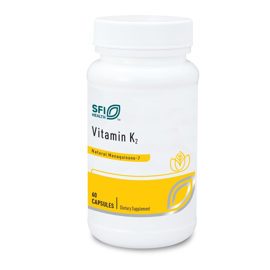 Klaire Labs SFI Health Vitamiin K2-50 mikrogrammi menakinoon-7 MK-7, ilma soja, gluteeni või piimatoodeteta (60 kapslit)