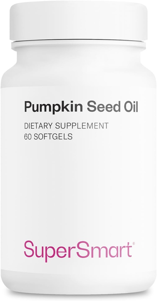 Supersmart - kõrvitsaseemneõli täiendus 1000mg päevas (+ E-vitamiin) - kõrvitsaseemneõli juuste kasvuks | Mitte-GMO & Gluteenivaba - 60 Softgels