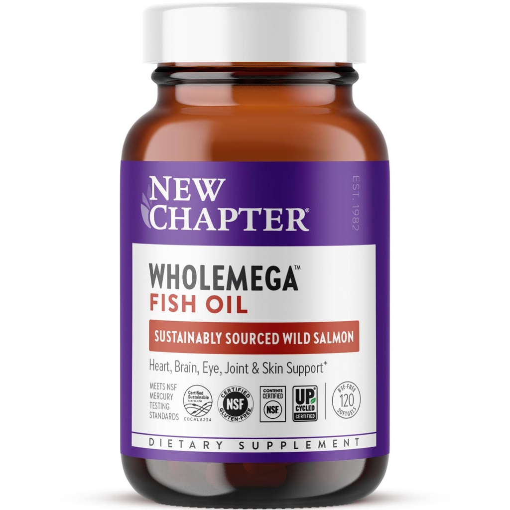 Uus peatükk Wholemega Fish Oil Supplement - 2000mg per Serving, kliiniliselt tõestatud Alaska lõheõli omega-3 + vitamiin D3 + astaksantiin, 120 Softgels