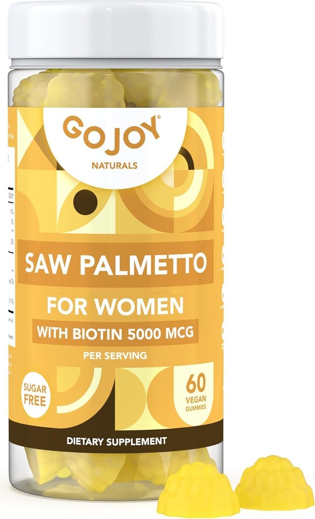 Saw Palmetto Gummies - 500mg Saw Palmetto naistele 5000mcg Biotin & 10mg Tsink - Mitte-GMO, suhkur, Gluteen & Soja-Vaba, Vegan - 3. partei Lab Testitud, 30-päevane pakkumine, 60 närimiskummid