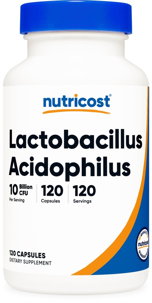 Nutricost Lactobacillus Acidophilus 10 miljardit CFU, 120 taimetoitlast kapslit