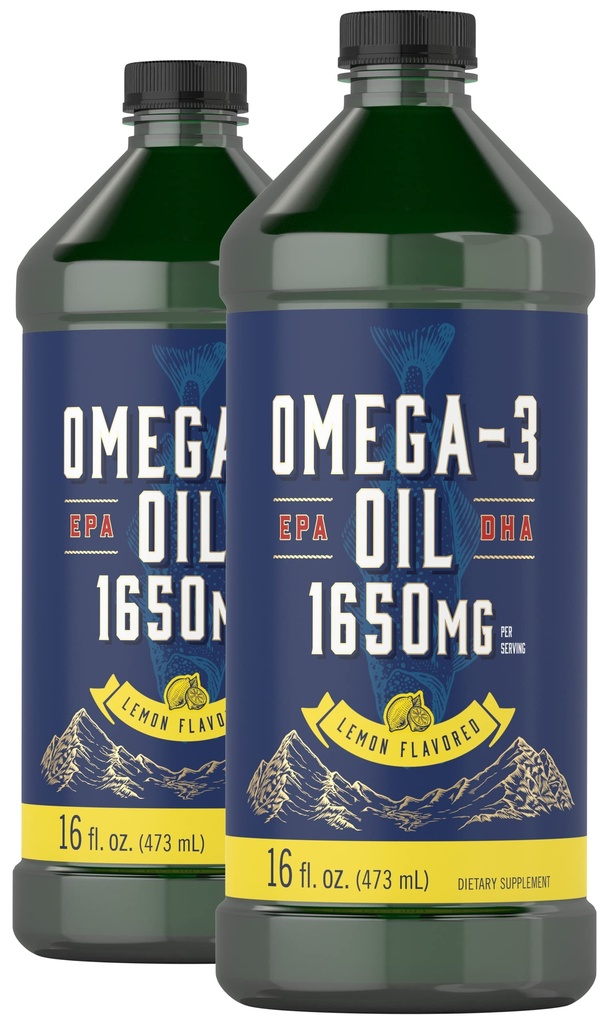 Carlyle Omega 3 kalaõli Vedelik | 1650mg | 32 fl oz (2 x 16oz pudelid) | Sidrunimaitse | Mitte-GMO & Gluteenivaba täiendus