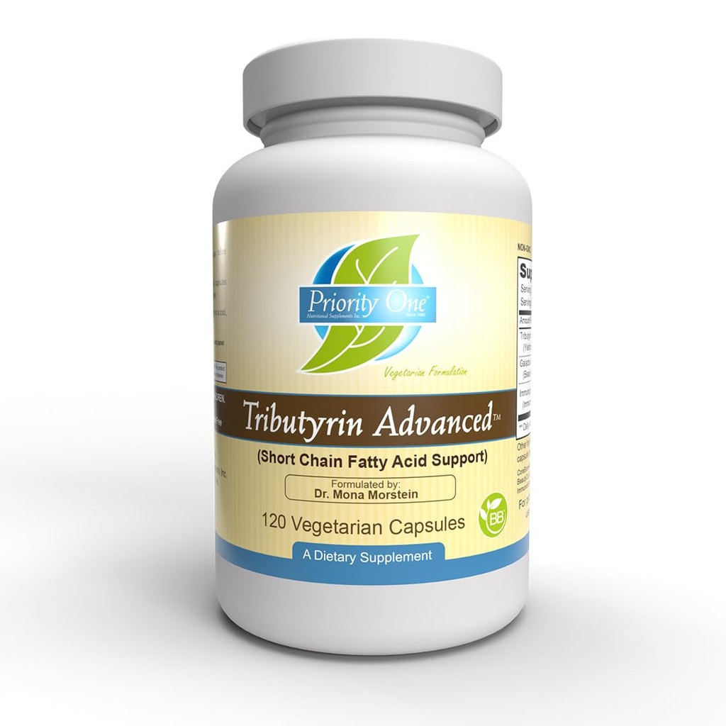 Priority One Vitamins - Tributyrin Advanced 120 Vegetarian Capsules - Short Chain Fatty Acid Support - Formulated by Dr. Mona Morstein - Clinical Strength