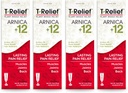 T-Relief Arnica +12 Cream Natural leevendavad aktiivsed seljavalu liigesvalu valu lihasvalud ja jäikus, kogu keha kiire tegutsemine leevendamine naistele ja meestele - 4 oz (4 Pack)