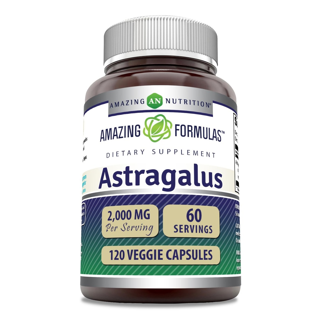 Amazing Formulas Astragalus (Astragalus Membranaceus Plant Root) | 2000 Mg Täiendus | Taimne Kapsel | Mitte-GMO | Gluteenivaba | Valmistatud USAs (1 Pack | 120 Count)