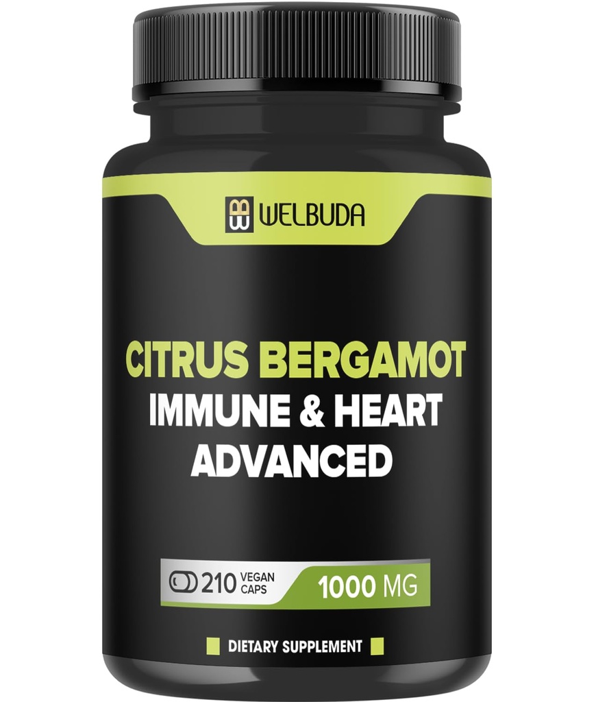 Citrus Bergamot koos Olive Leaf, Hawthorn Berry & More - kombineeritud valem vereringe tervisele, kaitsefunktsioonile, naha tervisele - 210 kapslit - 105 päeva