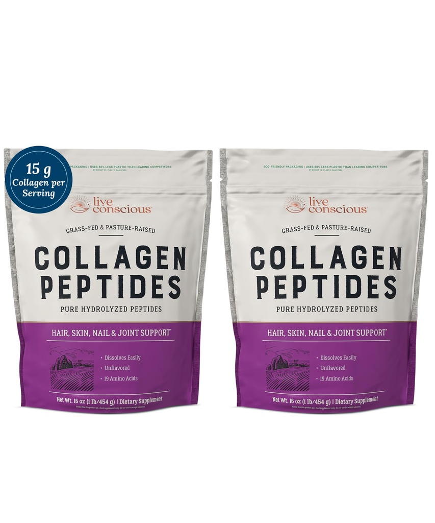 Elus teadlik kollageenpeptiidide pulber - juuksed, nahk, küünte ja liigeste tugi - tüüp I & III kollageen - looduslikult hangitud hüdrolüüsitud valk - 16oz (2-Pack)