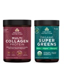 Ancient Nutrition Organic SuperGreens Pulber, 25 Servings + Multi kollageeni valgu pulber, maitsestamata, 45 Servings