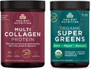 Ancient Nutrition Organic SuperGreens Pulber, 25 Servings + Multi kollageeni valgu pulber, maitsestamata, 45 Servings