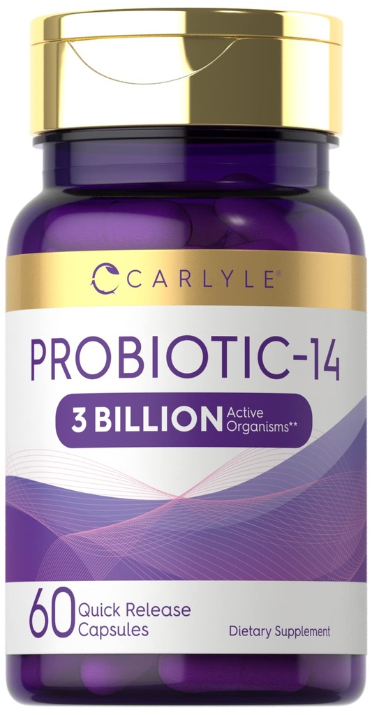 Carlyle probiootikum naistele ja meestele | 3 miljardit CFU | 60 kapslit | 14 tüve | Mitte-GMO & Gluteenivaba