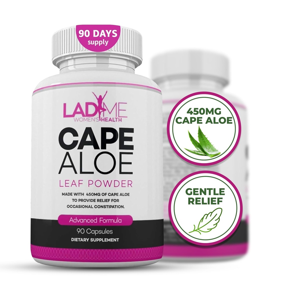 Pure Cape Aloe Taimne lahtistav kõhukinnisuse leevendamiseks - Tervislik soole liikumine - Looduslik Colon Cleanse & Detox Dietary Supplement - spetsiaalselt naistele Ladyme - 90 kapslit