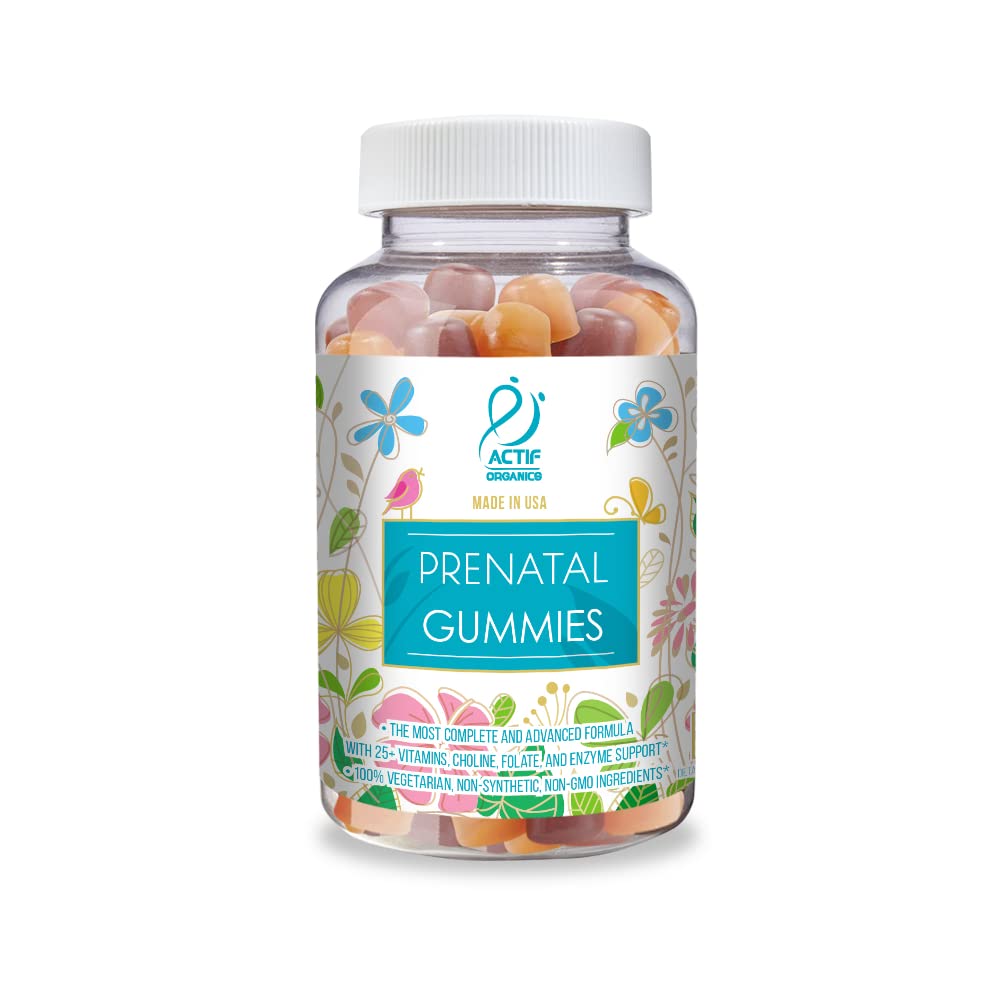 Actif Prenatal Gummies 25+ orgaaniliste vitamiinide ja orgaanilise taimse seguga - mitte-GMO, 100% taimetoitlane, 90 Count, valmistatud USA-s
