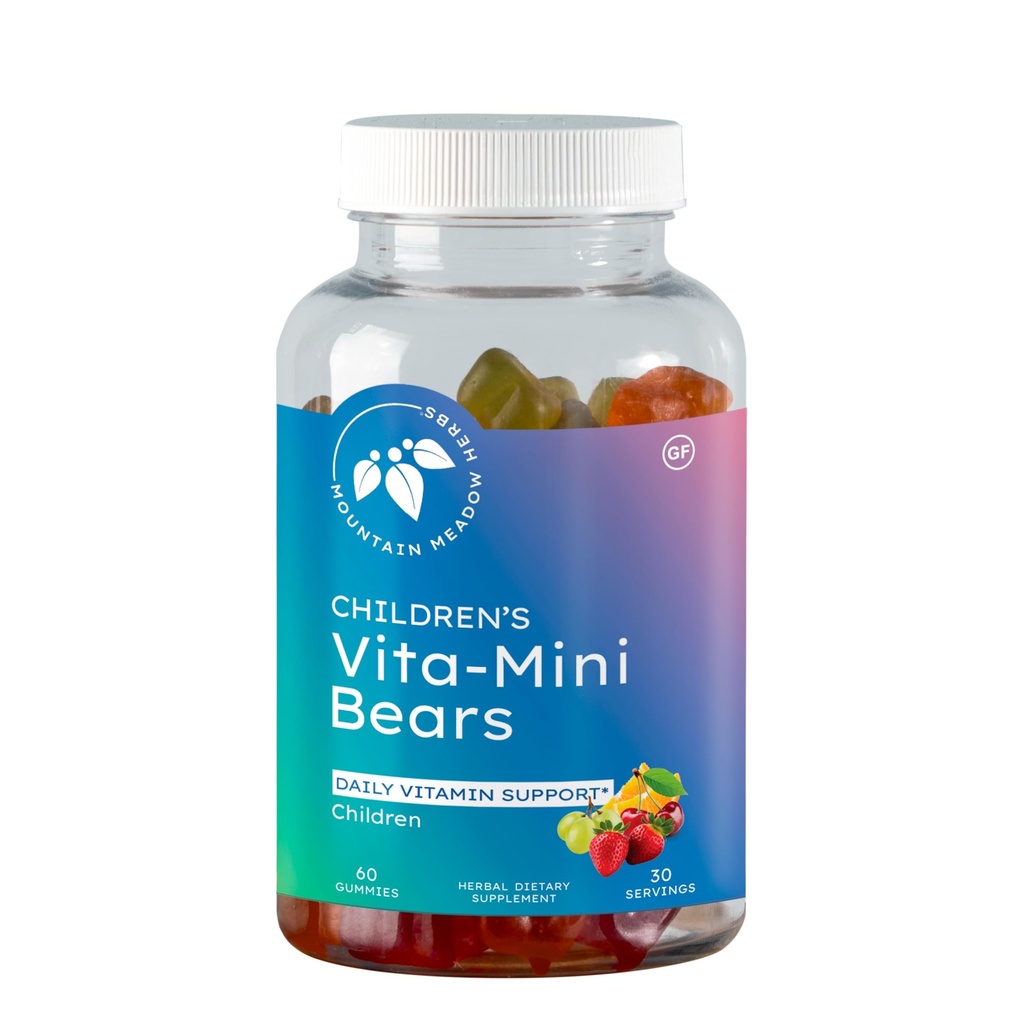 Mäginiidu maitsetaimed Vita-Mini karud lastele | Multivitamiin biotiini, foolhappe ja pantoteenhappega, joodin, tsink | laste tervislikuks arenguks | Puuviljakummid, 60 ct.