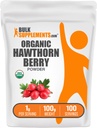 BulkSupplements.com Organic Hawthorn Berry Powder - Taimne lisand, Hawthorn Berry Organic - Vegan & Gluten Free, 1 g Serving, 100 g (3,5 oz) (pakk 1)