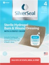 SilverSeal Burn and Wound Dressing | Hydrogel Pads X-static Silver | rahustav, niiske ja kaitsev | Burns, Cuts & Wounds | 4 Sterile Dressings