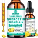 Quercetin koos bromelain Vedel tilgad, 4X tugevam kui kapslid ja pillid, 7-in-1 orgaaniline tsink Quercetin 1000mg Bromelain 500mg C-vitamiin D3 Immuunsüsteemi tugi hingamisteede tervisele ja antioksüdant