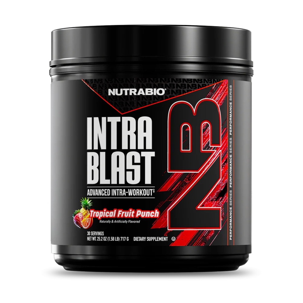 NutraBio Intra Blast Bcaa Pulber Aminohappe lisand, elektrolüüt ja hüdraatumine Blend, Intra, Pre Treening & Lihaste taastamine, 20 g Ea Aminohapped Pulber, 5 g Glutamiin- troopilised puuviljad Punch, 30 Serveerimine