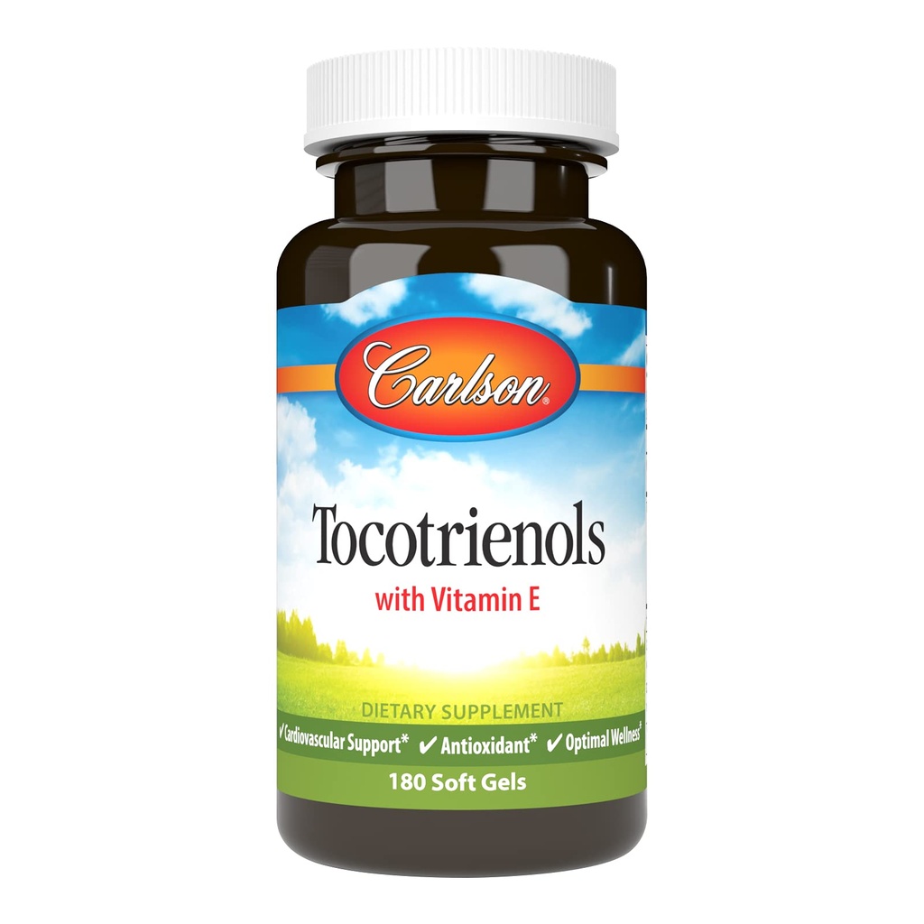 Carlson - 40 mg tokotrienoolid, loodusliku allikaga E-vitamiin, gamma, alfa, delta, beeta, jätkusuutlikult hangitud, 180 Softgels