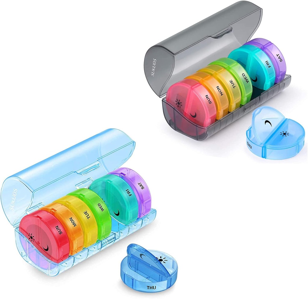2 Pack Weekly Pill Korraldaja 7 päeva 2 korda päevas, Sukuos Suured Päevased Pillid / Vitamiin / Kalaõli / Toidulisandid
