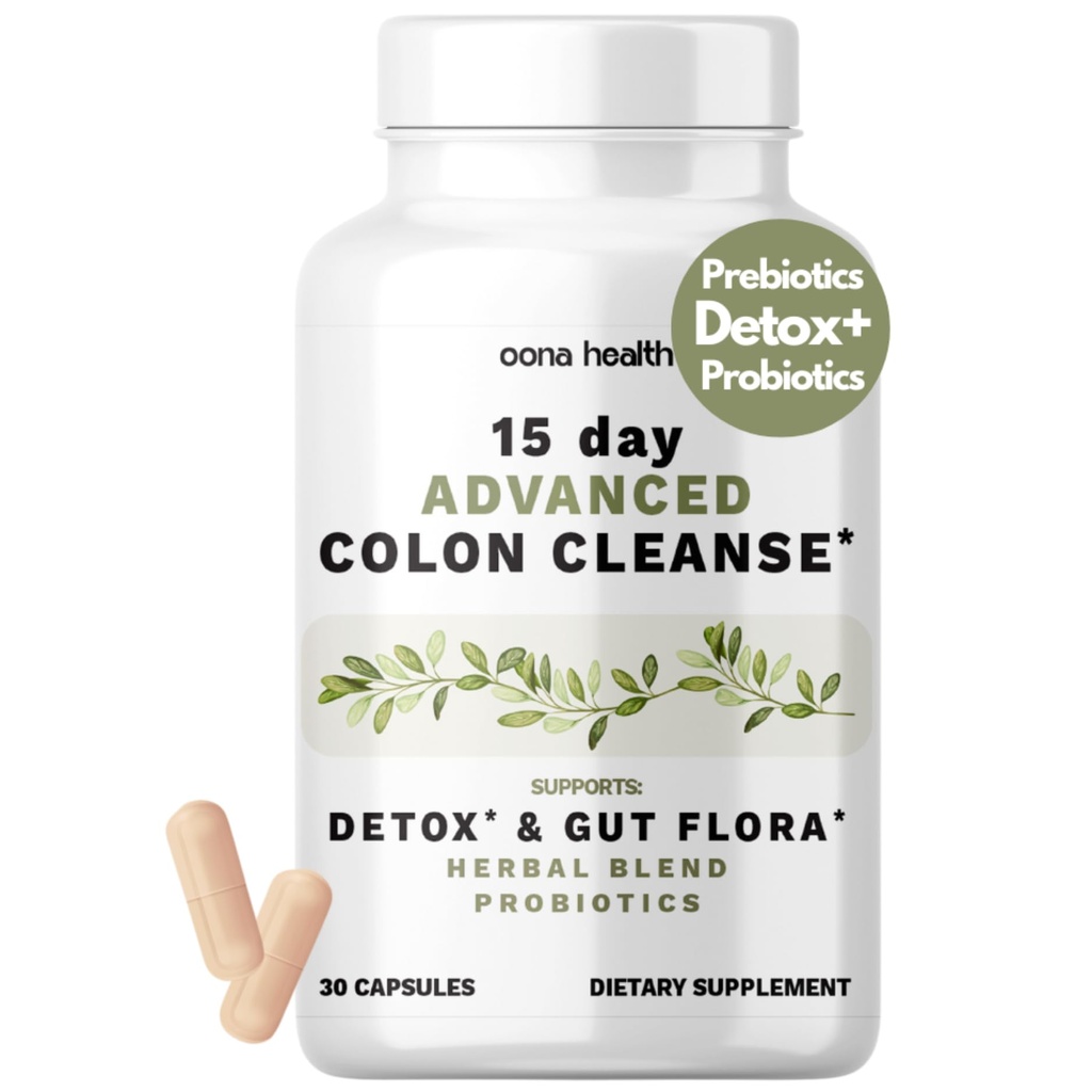 15 Day Advanced Colon Cleanse, probiootikumid ja looduslikud maitsetaimed, toetab Detox & Gut Flora naistele ja meestele, Cascara Sagrada, Psyllium Husk & Senna Leaf, 30 kapslit 1-2 päevas | 15 päeva puhastamine