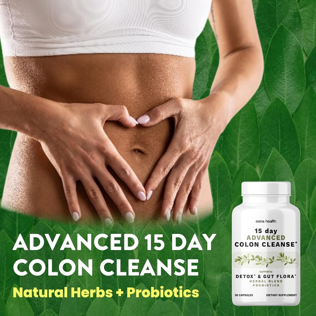 15 Day Advanced Colon Cleanse, probiootikumid ja looduslikud maitsetaimed, toetab Detox & Gut Flora naistele ja meestele, Cascara Sagrada, Psyllium Husk & Senna Leaf, 30 kapslit 1-2 päevas | 15 päeva puhastamine
