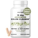 15 Day Advanced Colon Cleanse, probiootikumid ja looduslikud maitsetaimed, toetab Detox & Gut Flora naistele ja meestele, Cascara Sagrada, Psyllium Husk & Senna Leaf, 30 kapslit 1-2 päevas | 15 päeva puhastamine