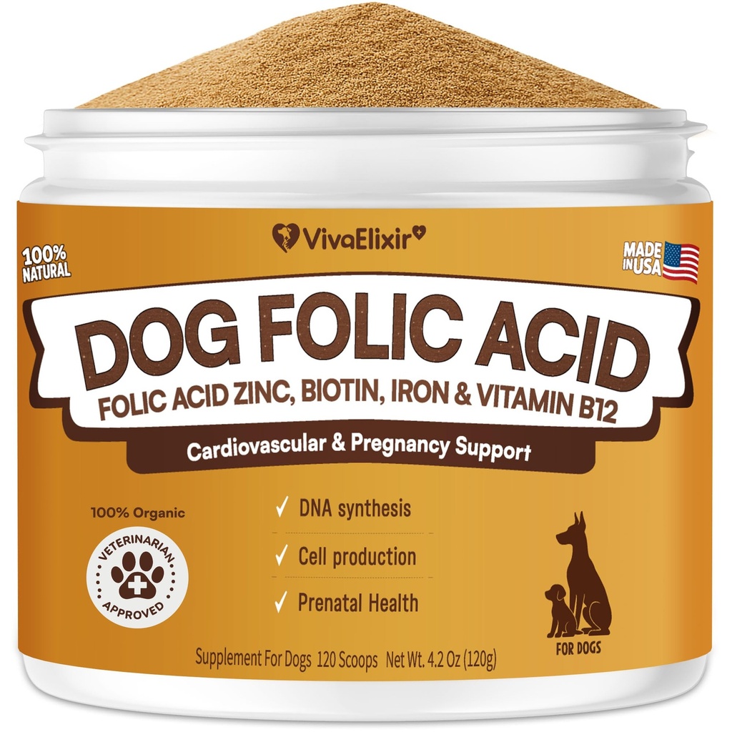 Heart Support Supplement for Dogs Aids B12& Folate Circulatory Strength, Antioxidant Cardiovascular Support, Heart Muscle Function Support DNA Synthesis & Seeking Health Prenatal 4.2oz Powder