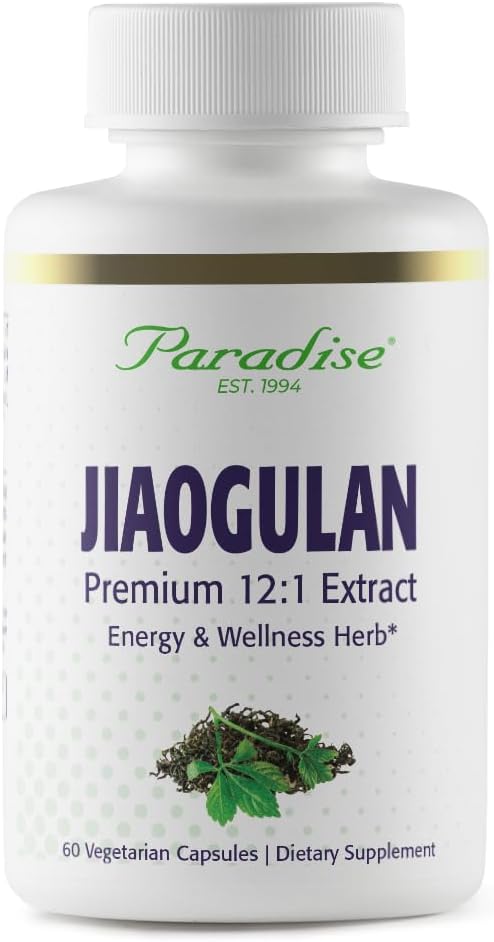 Paradiisitaimed Jiaogulan, eluenergiaadaptogeen, aktiivne kogu spekter, superpotent, Ultra Pure, Vegan, Non-GMO, Gluteenivaba 60 taimekapslit