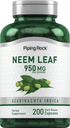 Piping Rock Neem Lehtkapslid | 950mg | 200 Powder Pills | Herb Extract Supplement | Azadirachta Indica | Non-GMO, Gluteenivaba