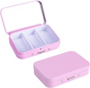 2Pack Pill Box 3 Kompartment Pill Case, Portable Metal Travel Pill Box koos peegliga meditsiin, vitamiinid, kalaõli ja toidulisandeid, Portable Pill Box tasku või rahakott (Pink)
