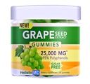 Viinamarjaseemne ekstrakt Kummied | Viinamarjaseemneõli 25 000 mg 50x Originaal | > 95% Polüfenoolid | # 1 Viinamarjaseemnekummid USAs | Suhkruvaba vegan | Viinamarjamaitse 60 ct