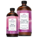 HERITAGE STORE Organic Black Seed Oil and Organic Castor Oil - Health and Beauty Bundle - Heart Health, Joint and Immune Support - Wellness Packs, Vibrant Hair, Skin, Lashes, Brows - Vegan, 16oz/32oz