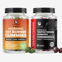 Hommik Fat Burn Gummies & Testosteroon Booster Suppplement | Test Booster Fat Burner & Metabolism Toetus Rohelise Tee & Vaarika Ketoonid | Isu vähendav ja energia toetus | 1 kuu pakkumine