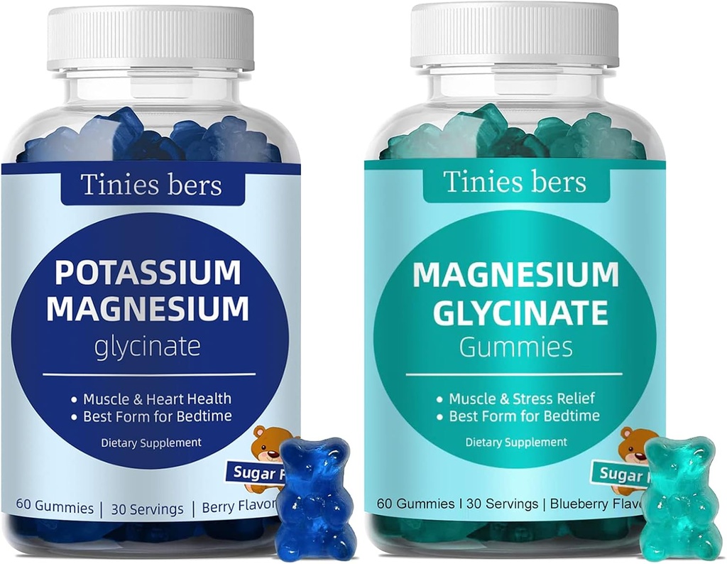 Kaaliumkummid ja magneesiumglütsinaatkummid 500 mg suhkrut tasuta täiskasvanutele ja lastele, vegan, pektiin, GMO-vaba, gluteenivaba