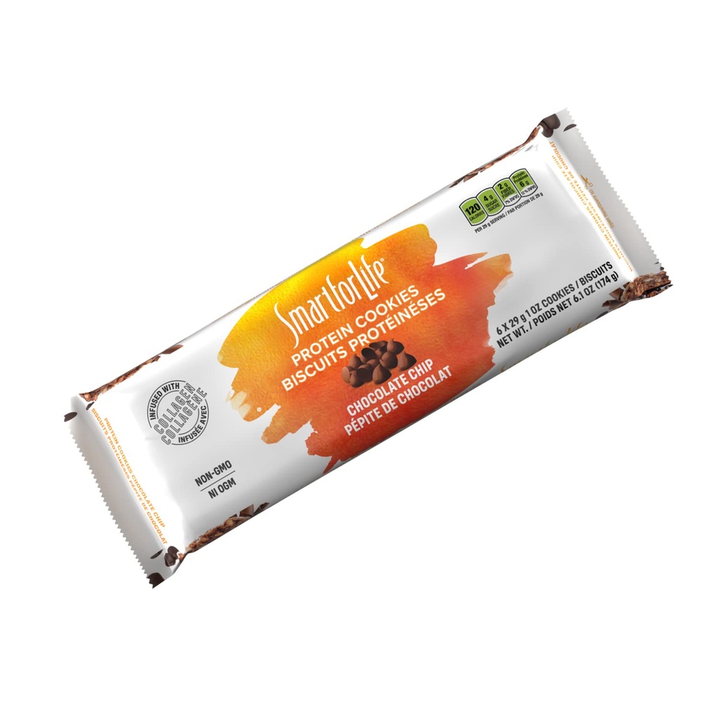 Smart for Life Chocolate Chip Protein Cookies - High Protein Cookie Diet - 6 Count - Eine asendamine - On-the-Go Snack - Madala suhkrusisaldusega kalorid Super High Fiber küpsised - Protein Snack