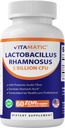 Vitamatic Lactobacillus Rhamnosus 5 miljardit DR-kapsli kohta (10 miljardit 2 kapsli kohta) - 60 loend - täiustatud seedetrakti ja immuunsuse tugi - valmistatud prebiootilise inuliini kiudainega